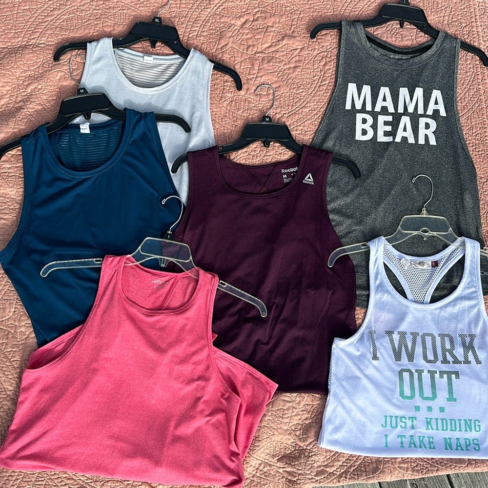 Old Navy, Reebok, Champion, etc., Athletic Tank Top lot.